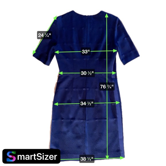 Hugo Boss Women's Navy Textured Sheath Dress Short‎ Sleeve Knee Length Zip - Picture 4 of 5